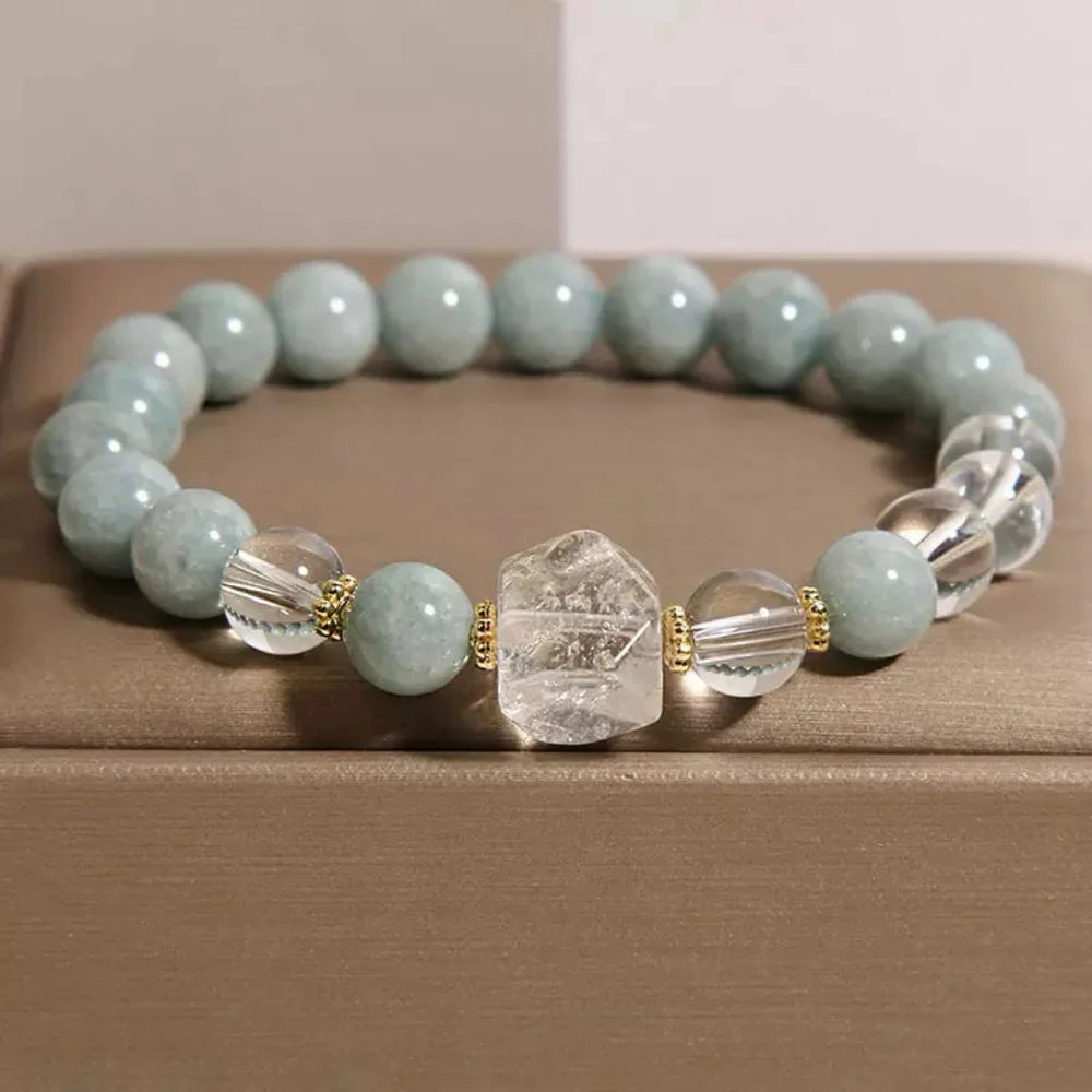 Jade and Rock Crystal Bracelet "Soothing Clarity"