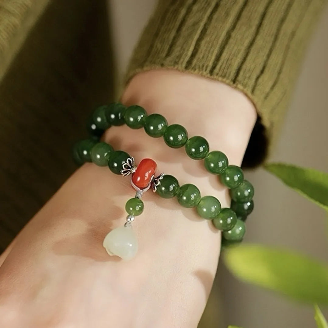 Jade Lotus Bracelet "Chance Lotus" Silver