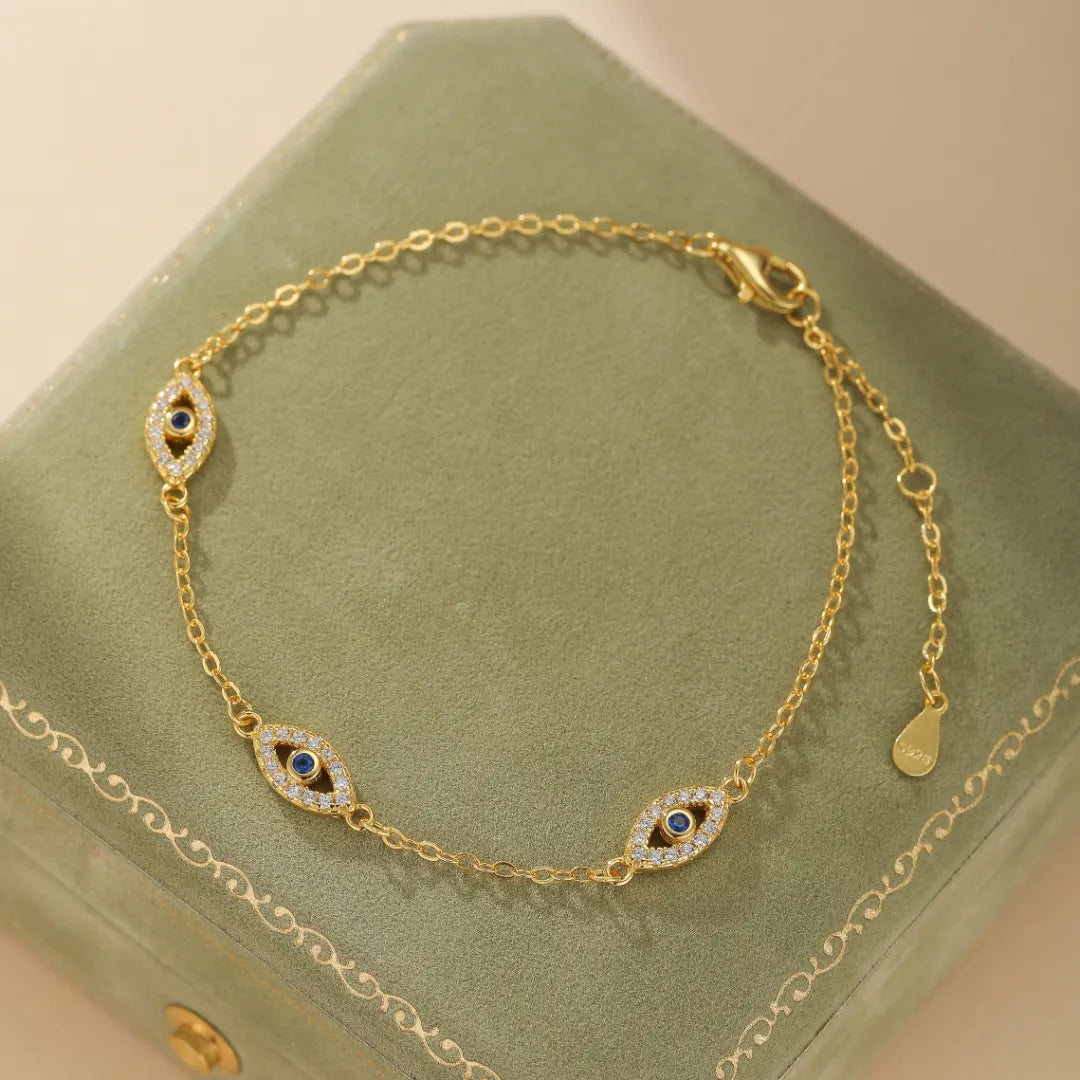 Evil Eye "Golden Guardian" Gold-Plated Silver Bracelet