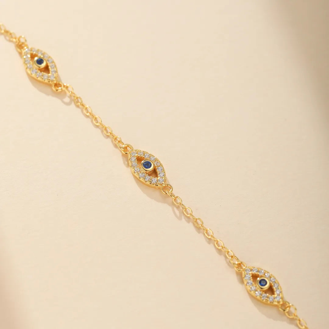 Evil Eye "Golden Guardian" Gold-Plated Silver Bracelet