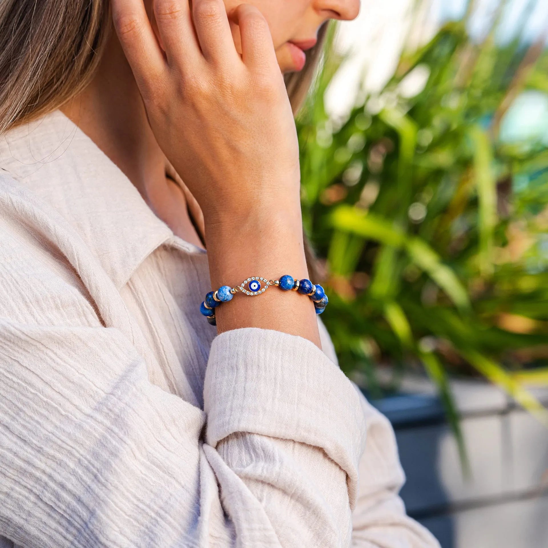 Bracelet Mauvais Œil Lapis Lazuli "Bleu Serein"