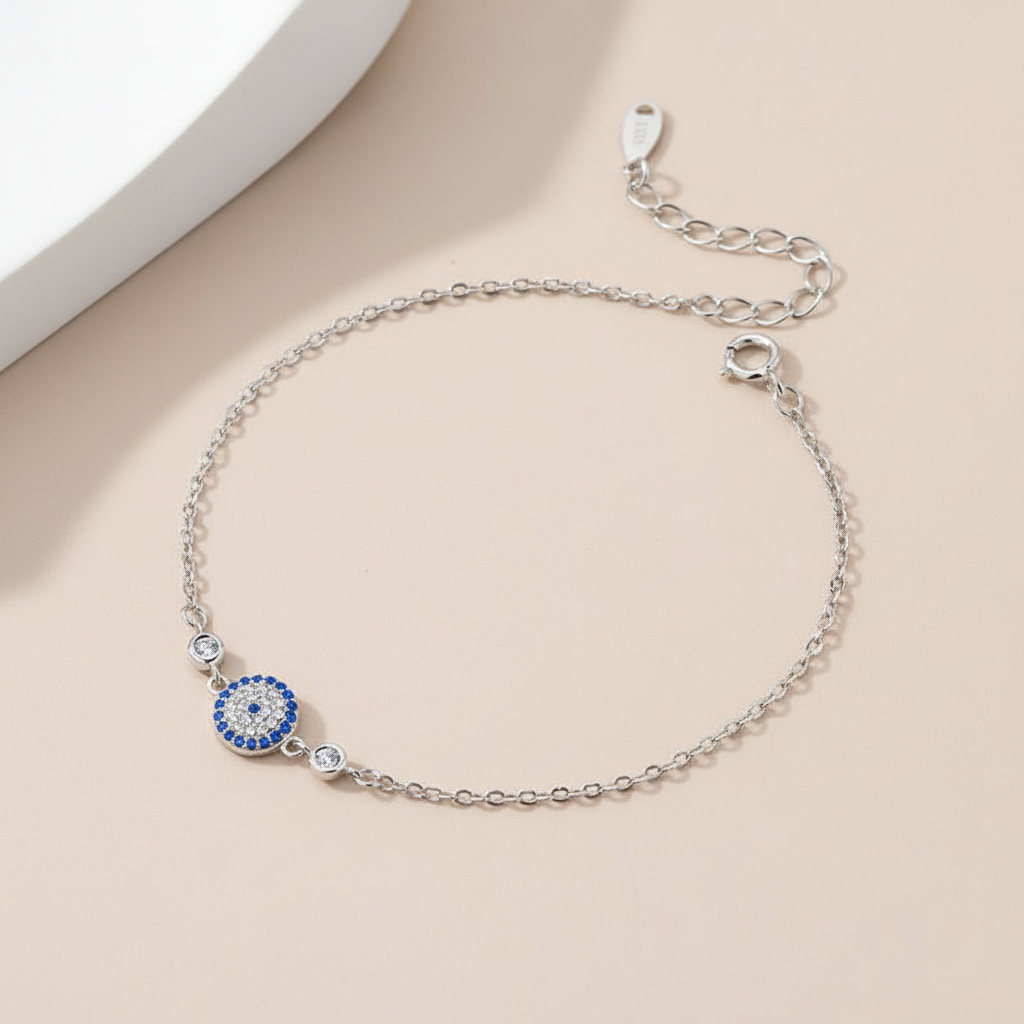 Armband Böses Auge "Silberner Mirage" Silber