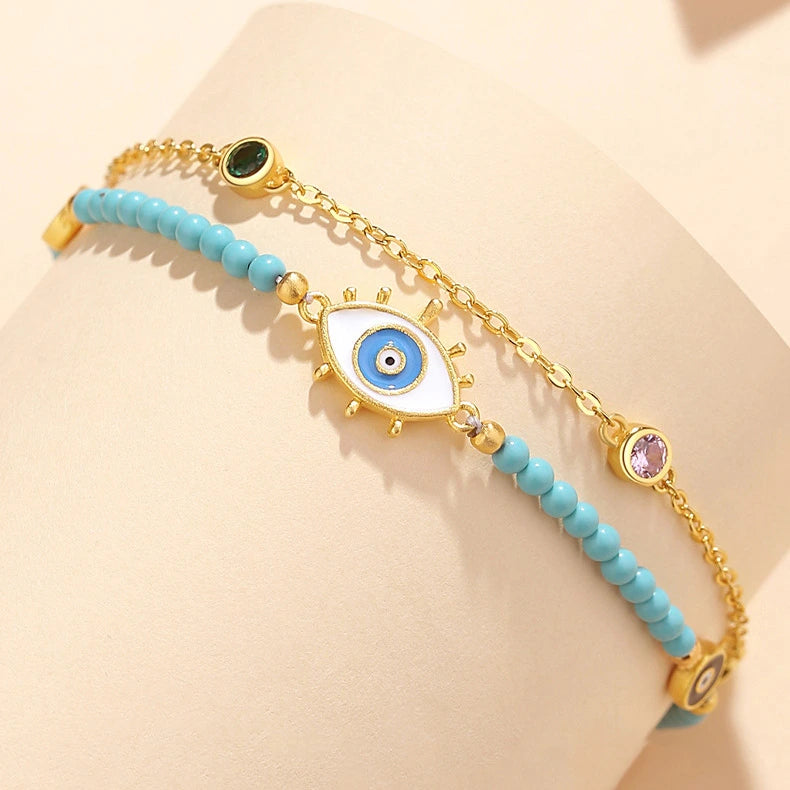 Bracelet Mauvais Œil Turquoise "Aura Céleste" Argent