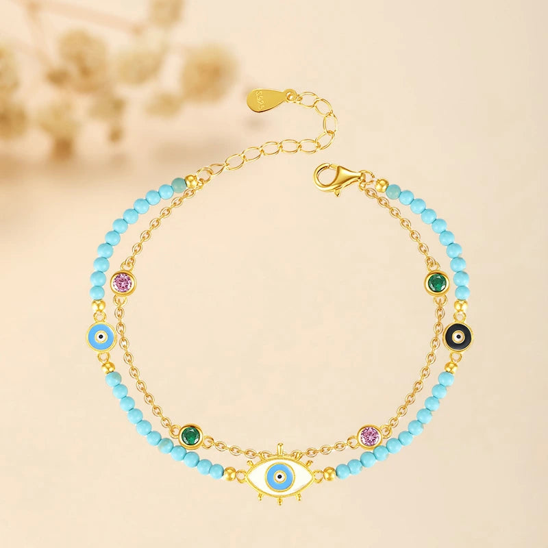 Bracciale Malocchio Turchese "Aura Celeste" Argento