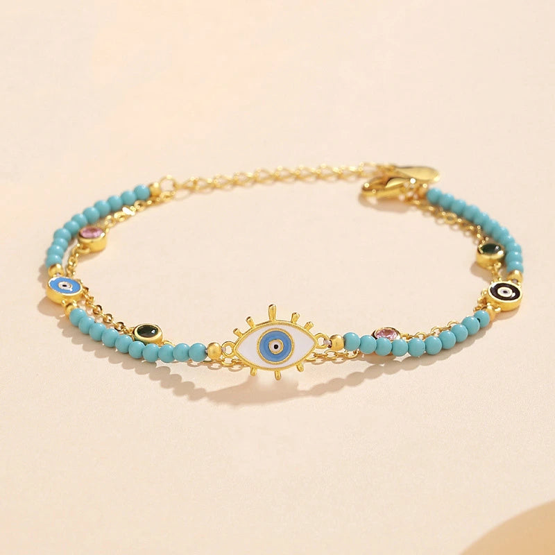 Bracelet Mauvais Œil Turquoise "Aura Céleste" Argent