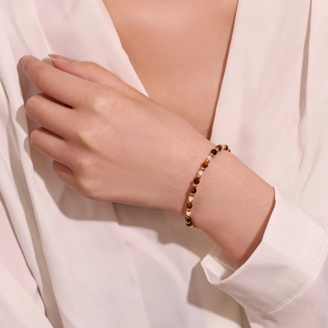 Pulsera Ojo de Tigre "Belleza Suave" Plata Dorada Oro