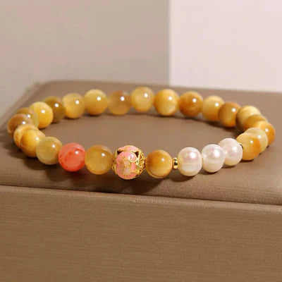 Tiger's Eye and Pearl Bracelet "Discreet Elegance"