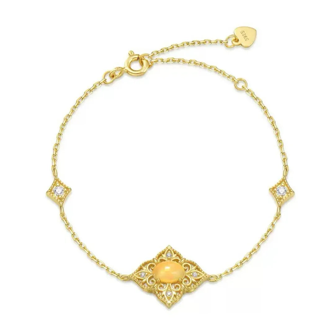 Opal Bracelet "Antique Light" 10K Gold Plated Sterling Silver
