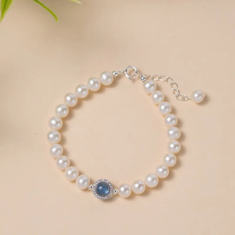 
Pulsera Perla Aguamarina "Elegancia Oceánica" Plata