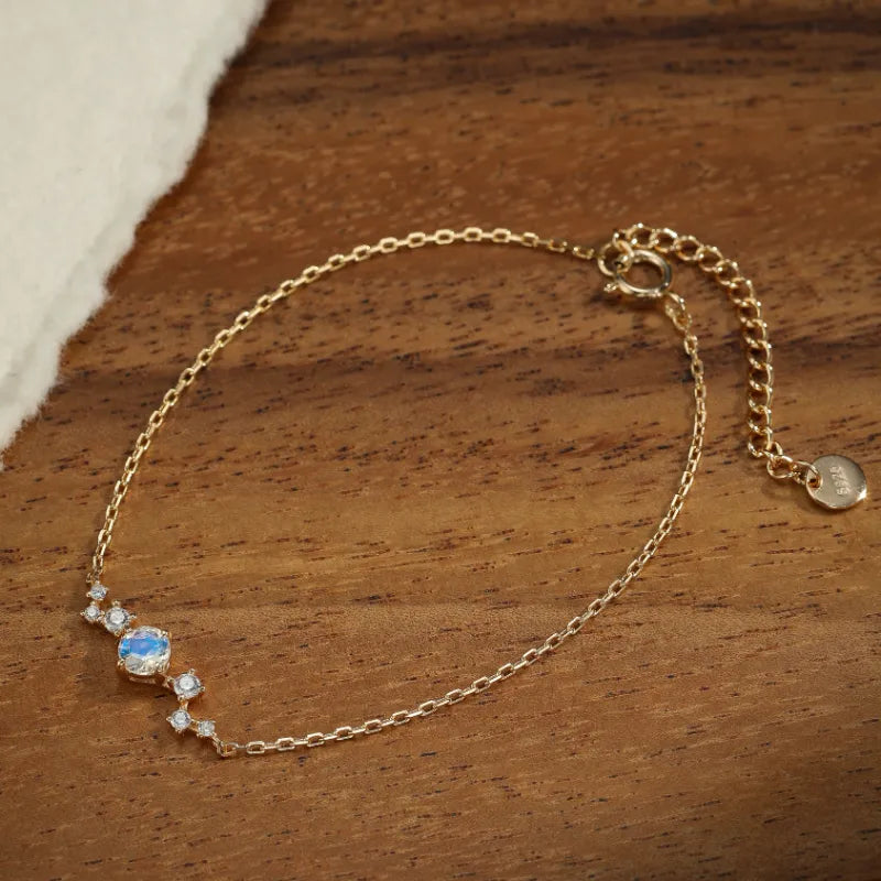 Moonstone Bracelet "Night Breeze" Gold-Plated Silver