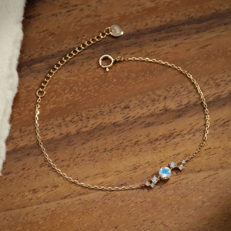 Moonstone Bracelet "Night Breeze" Gold-Plated Silver