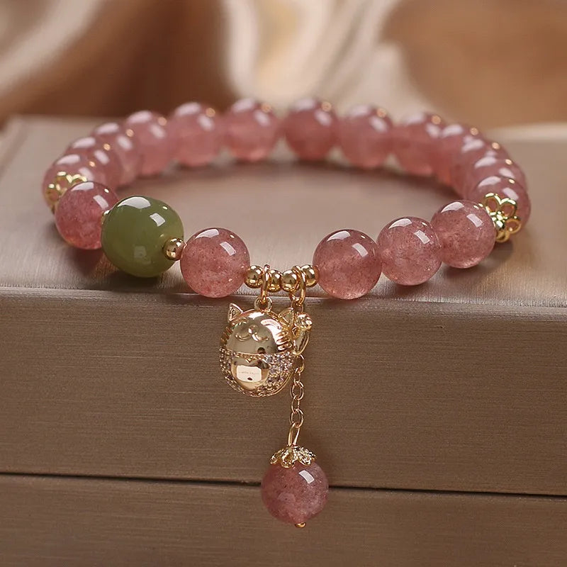 Quartz Strawberry Bracelet "Sweet Joy" Gold Silver