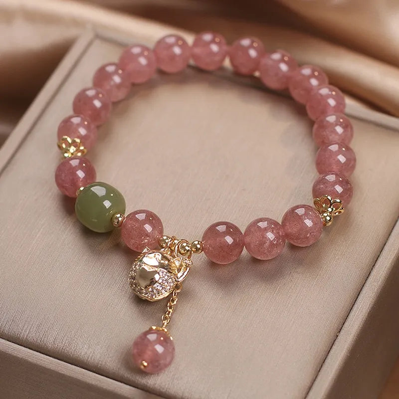 Quartz Strawberry Bracelet "Sweet Joy" Gold Silver