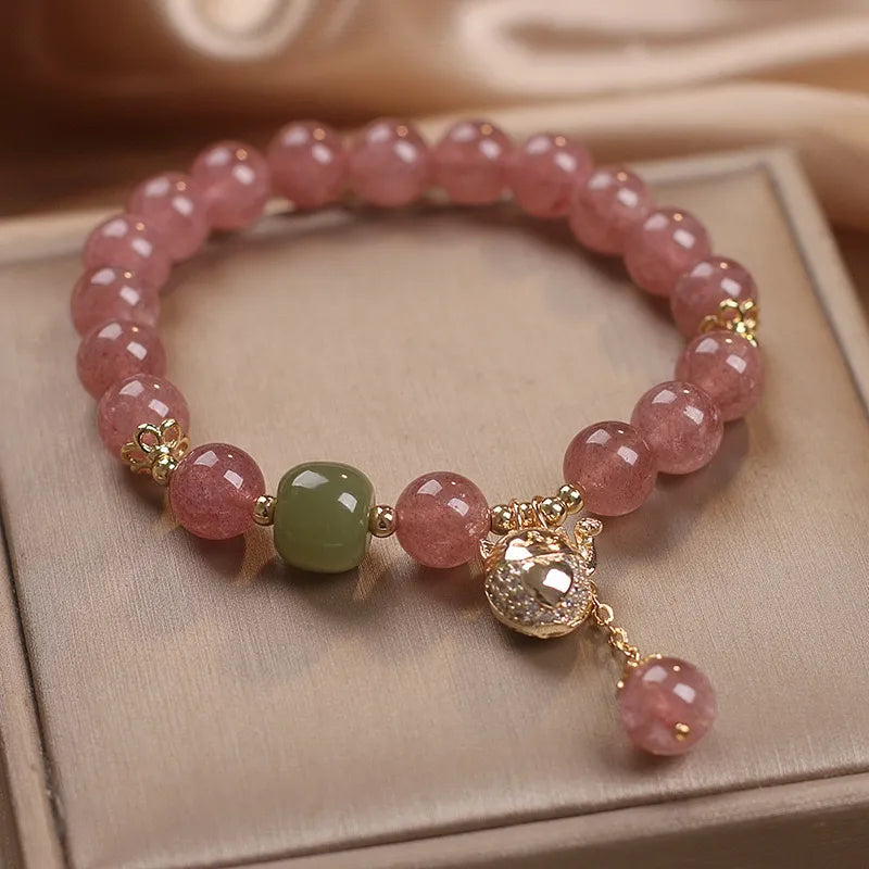 Quartz Strawberry Bracelet "Sweet Joy" Gold Silver