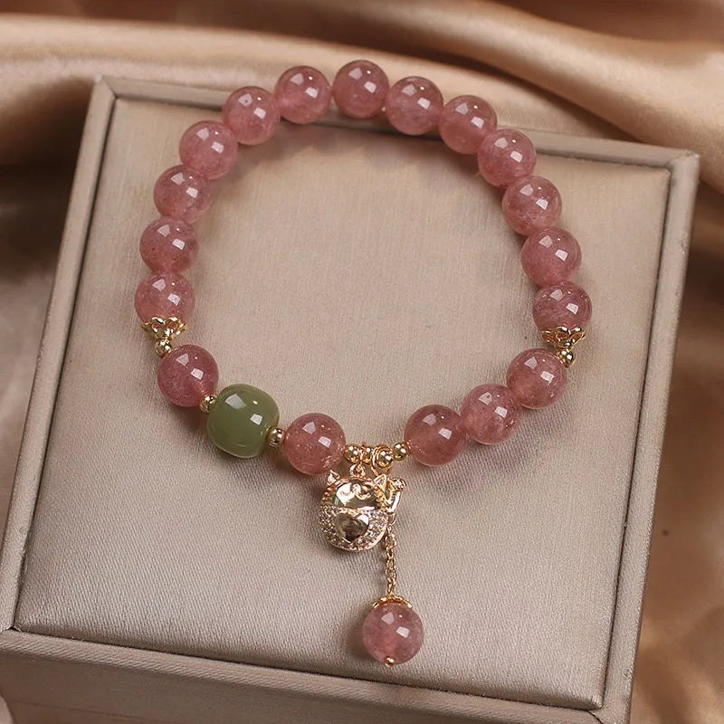 Quartz Strawberry Bracelet "Sweet Joy" Gold Silver