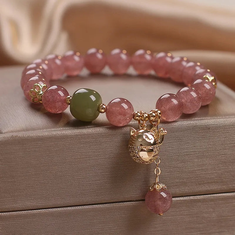 Quartz Strawberry Bracelet "Sweet Joy" Gold Silver