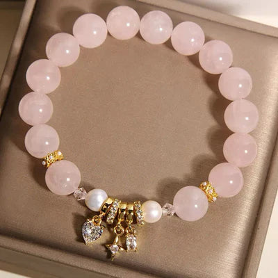 Rose Quartz and Pearl Bracelet "Celestial Sweetness"