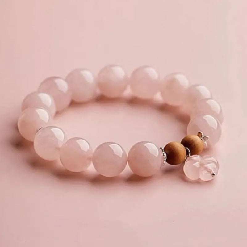 Rose Quartz Bracelet "Sweet Flower" Silver