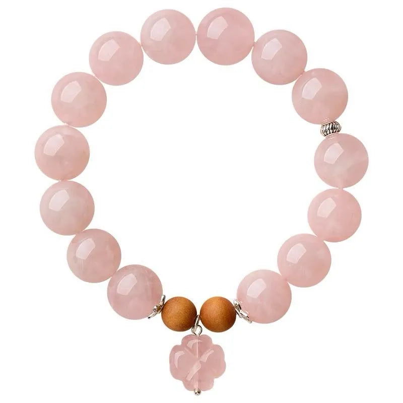 Rose Quartz Bracelet "Sweet Flower" Silver