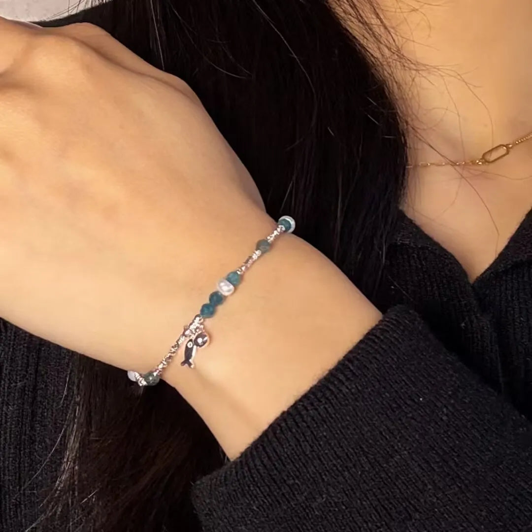 Topaz Bracelet "Fish Charm" Silver