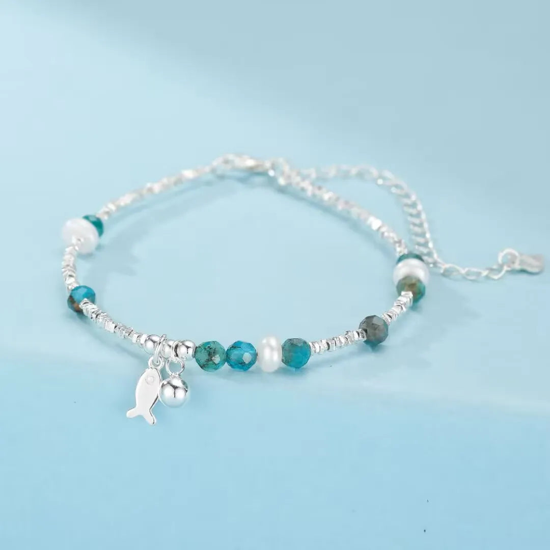 Topaz Bracelet "Fish Charm" Silver