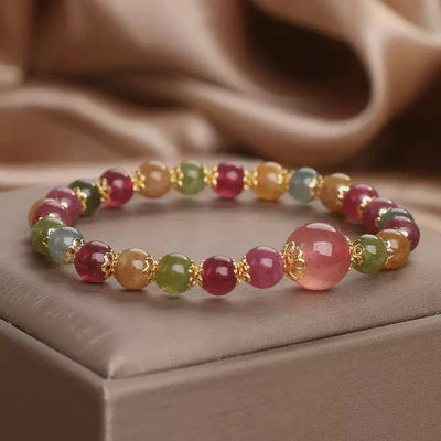 Tourmaline and Strawberry Quartz Bracelet "Colorful Light"