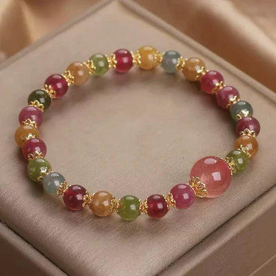 Tourmaline and Strawberry Quartz Bracelet "Colorful Light"