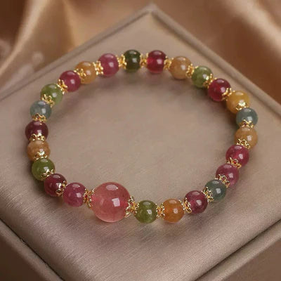 Tourmaline and Strawberry Quartz Bracelet "Colorful Light"