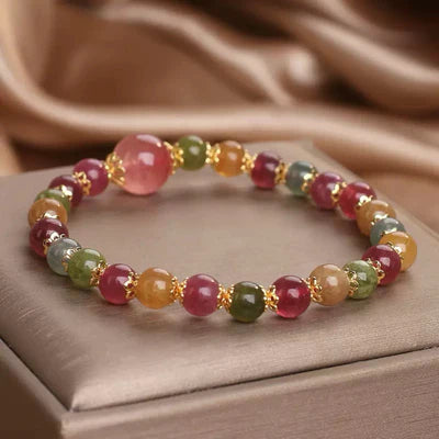 Tourmaline and Strawberry Quartz Bracelet "Colorful Light"