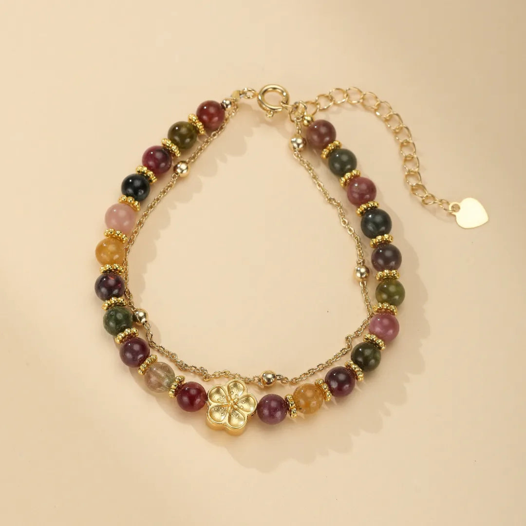 Tourmaline Bracelet "Sakura Flower" Gold