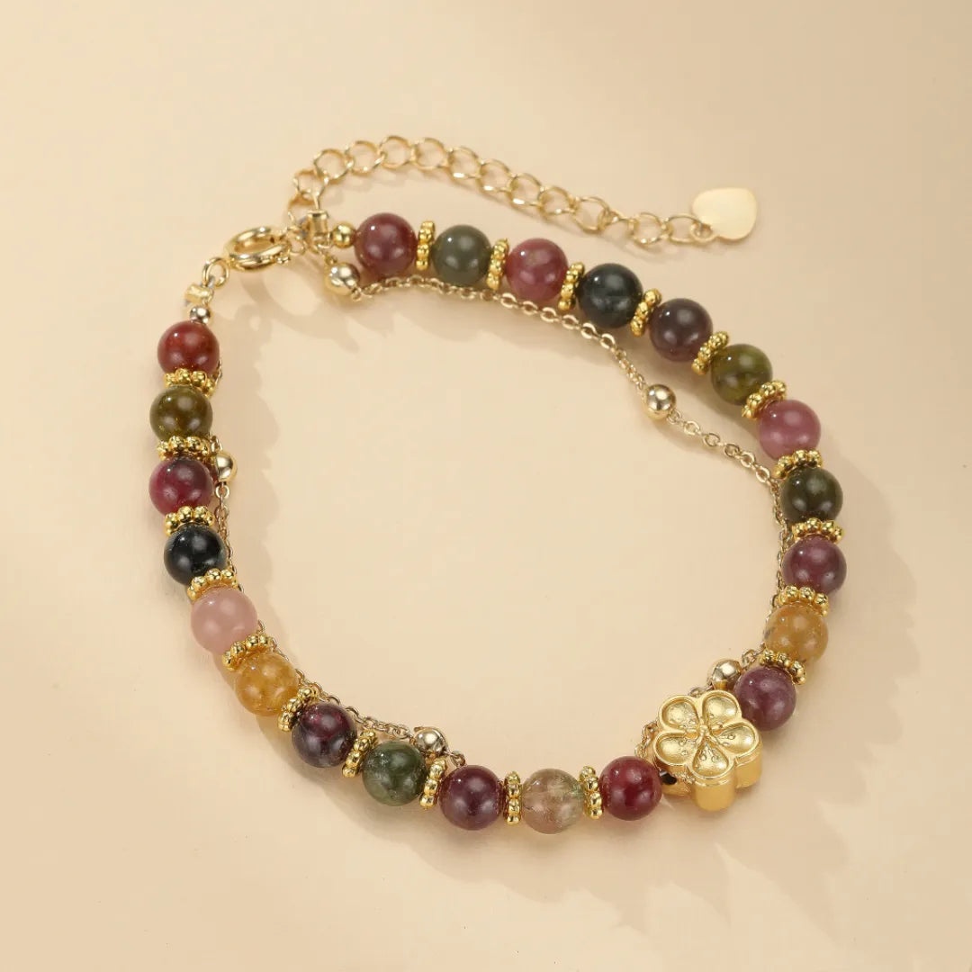 Tourmaline Bracelet "Sakura Flower" Gold