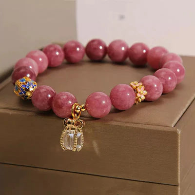 Rose Tourmaline and Rock Crystal Bracelet "Imperial Refinement"