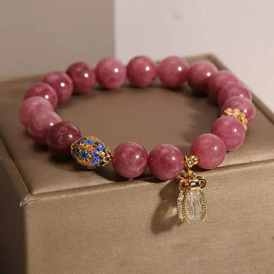 Rose Tourmaline and Rock Crystal Bracelet "Imperial Refinement"