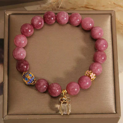 Rose Tourmaline and Rock Crystal Bracelet "Imperial Refinement"