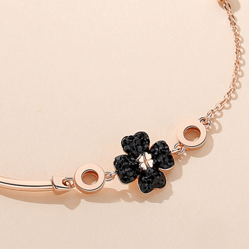 "Fleur Obscure" Clover Bracelet in Silver and Rose Gold