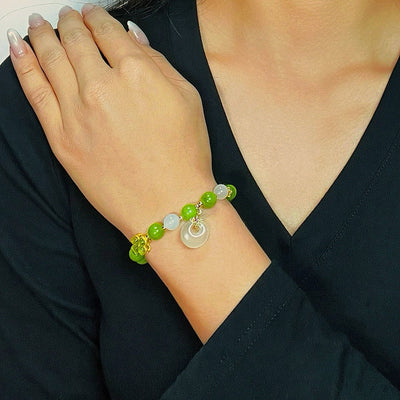 Armband Kleeblatt Grüner Turmalin und Jade "Strahlen des Optimismus"