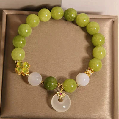 Green Tourmaline and Jade Clover Bracelet "Rays of Optimism"