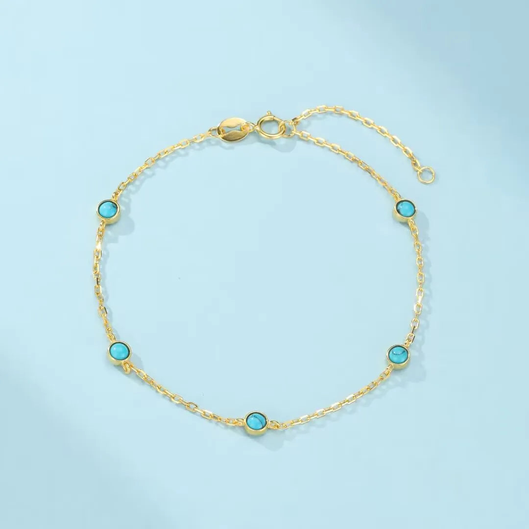 Bracciale Sole E Luna In Argento 925 Con Turchese - Gioiello Boho Vintage Per Donna, Regalo Con Scatola E Panno