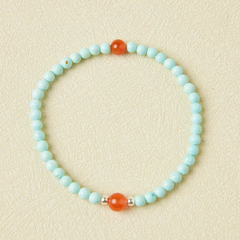 Turquoise and Agate Bracelet "Soothing Energy" Silver