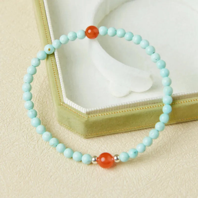 Turquoise and Agate Bracelet "Soothing Energy" Silver