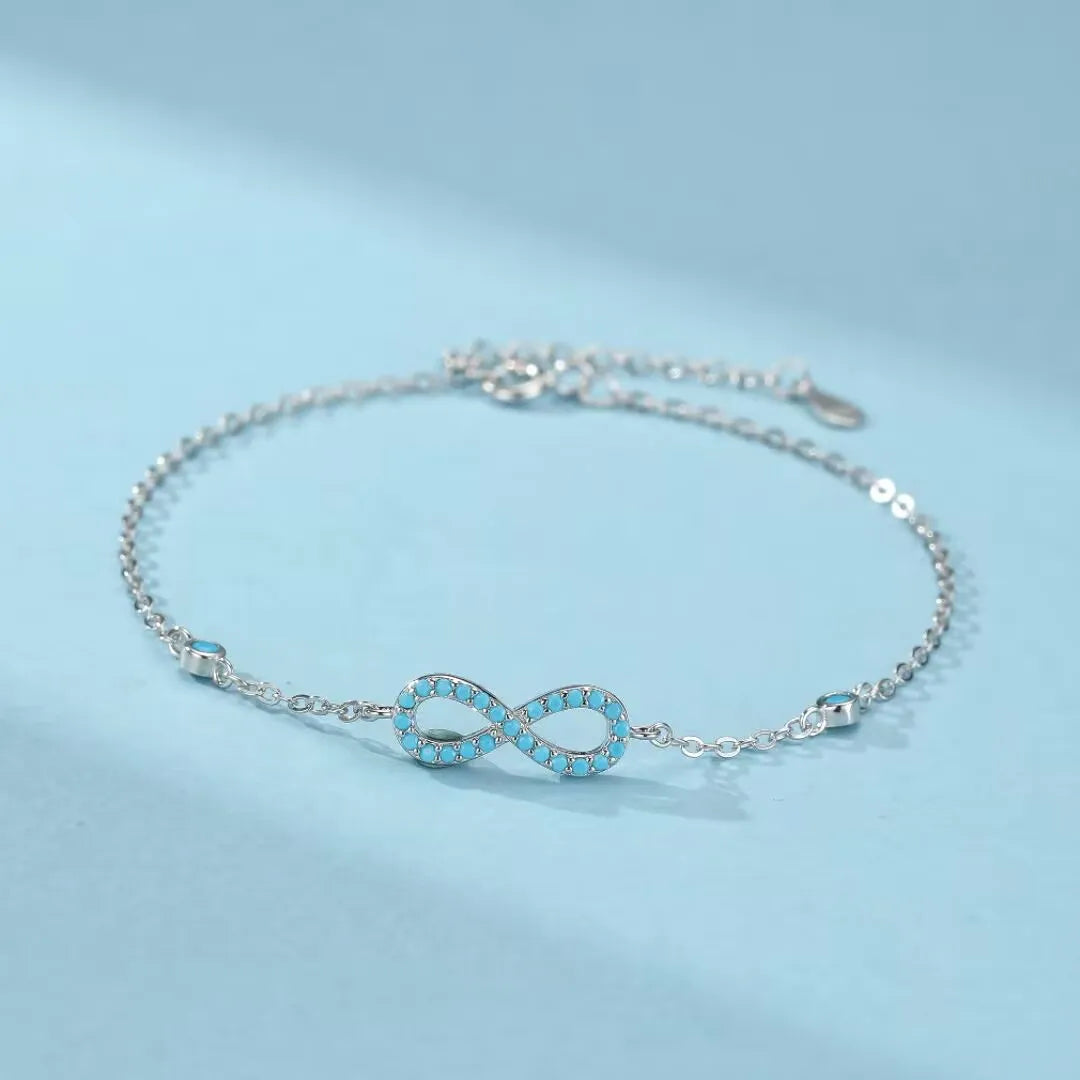 Infinity-Armband Türkis "Atem der Unendlichkeit" Silber