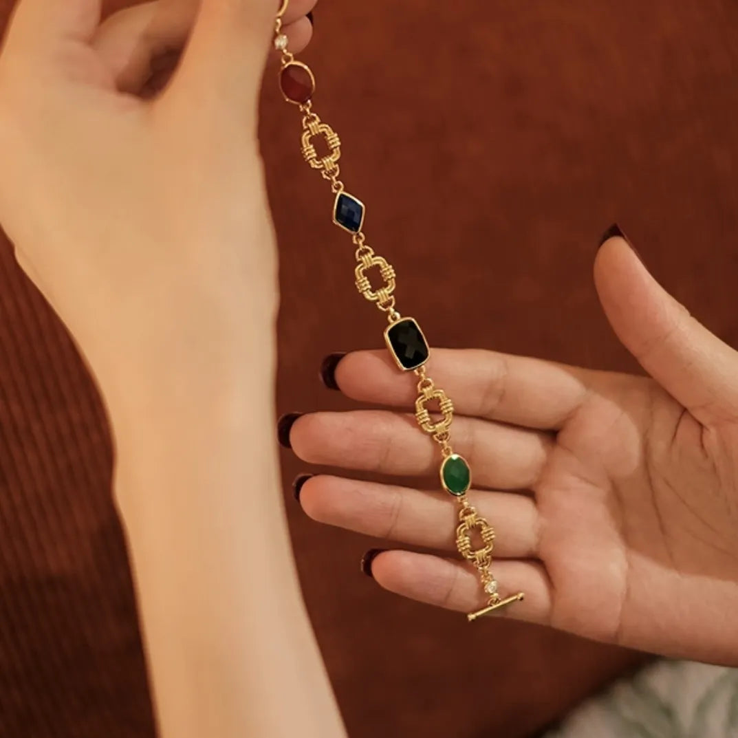 Bracelet Vintage – Mosaïque, Argent Plaqué Or