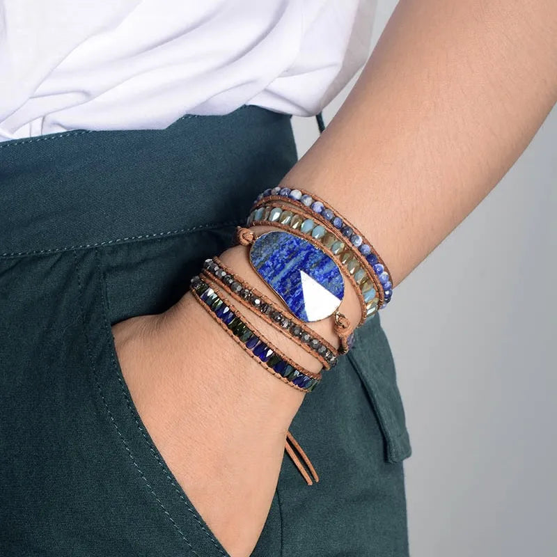 Bracelet Wrap Lapis Lazuli "Blue Dream"