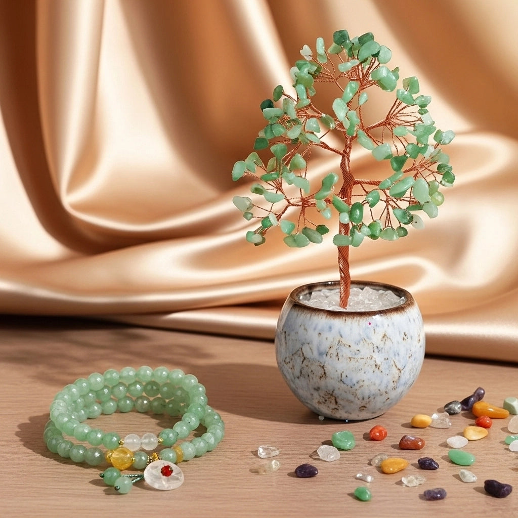 Trust - Gift Box in Green Aventurine, Tree of Life and Bracelet
