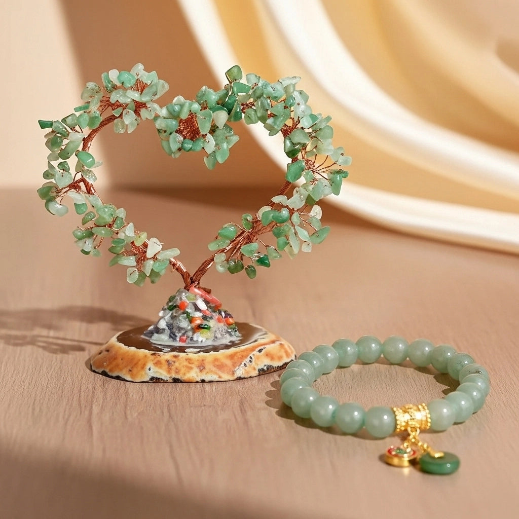 Trust - Gift Box in Green Aventurine, Tree of Life and Bracelet