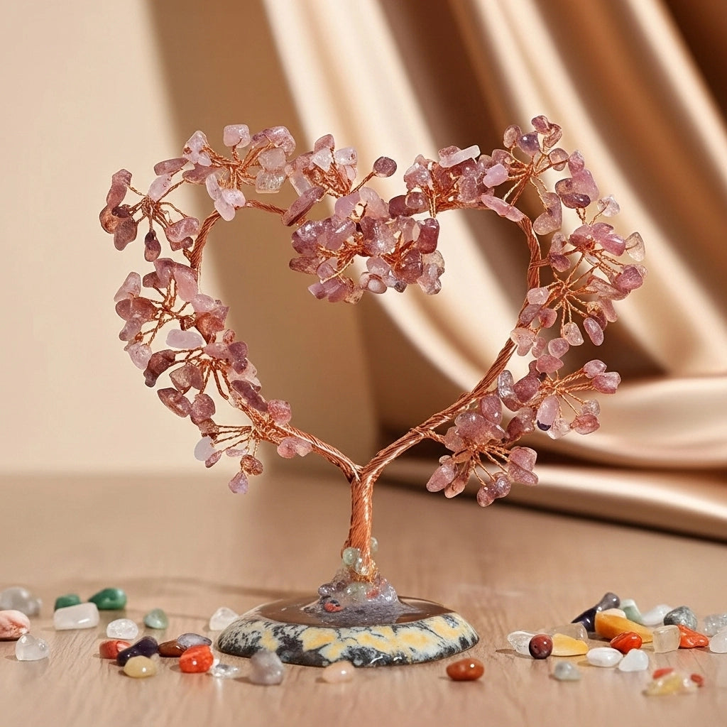 Love - Gift Box in Rose Quartz, Tree of Life and Bracelet