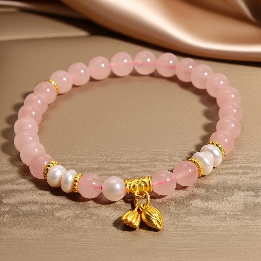 Amour - Geschenkset aus Rosenquarz, Lebensbaum und Armband