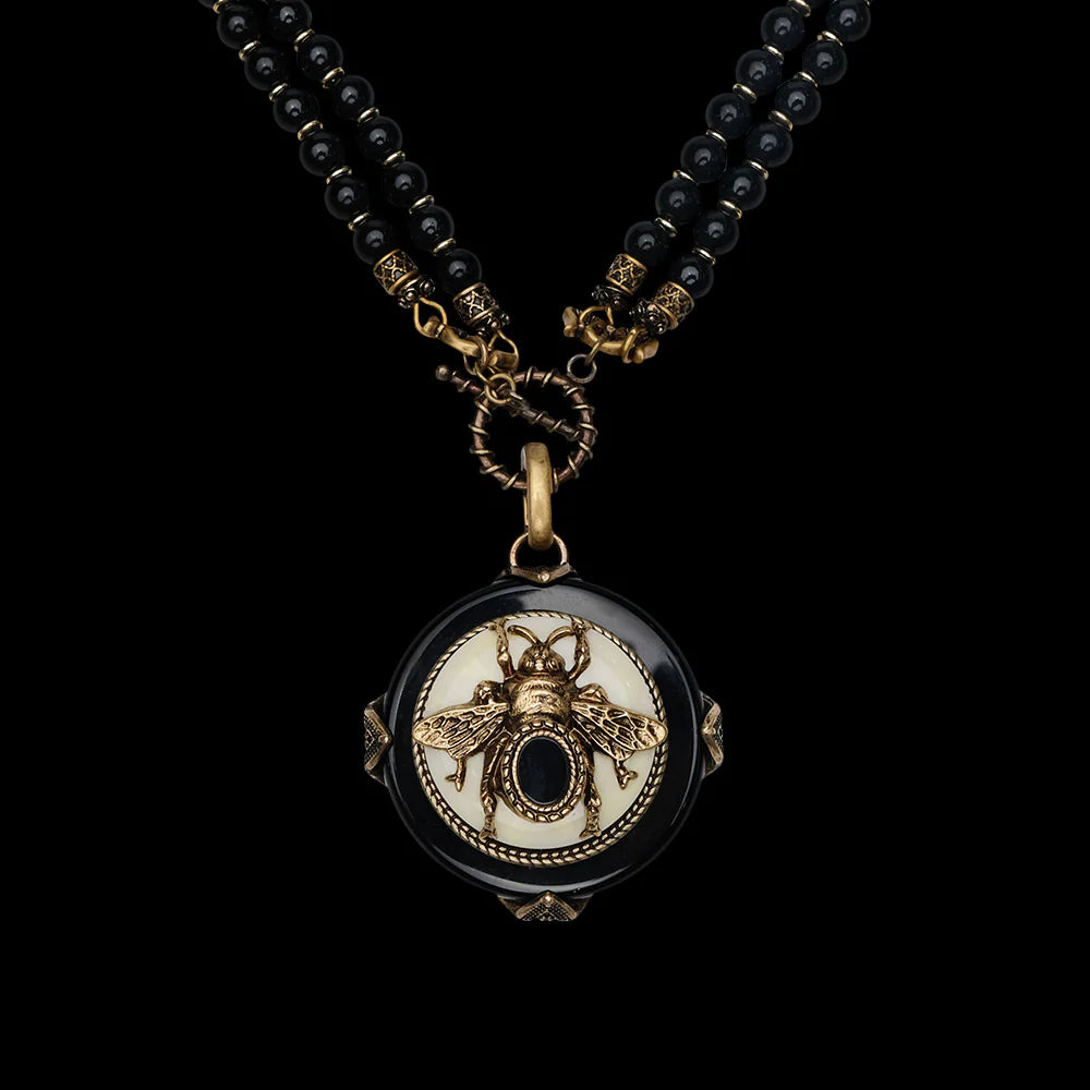 Collier Agate Noire "Reine Noire"
