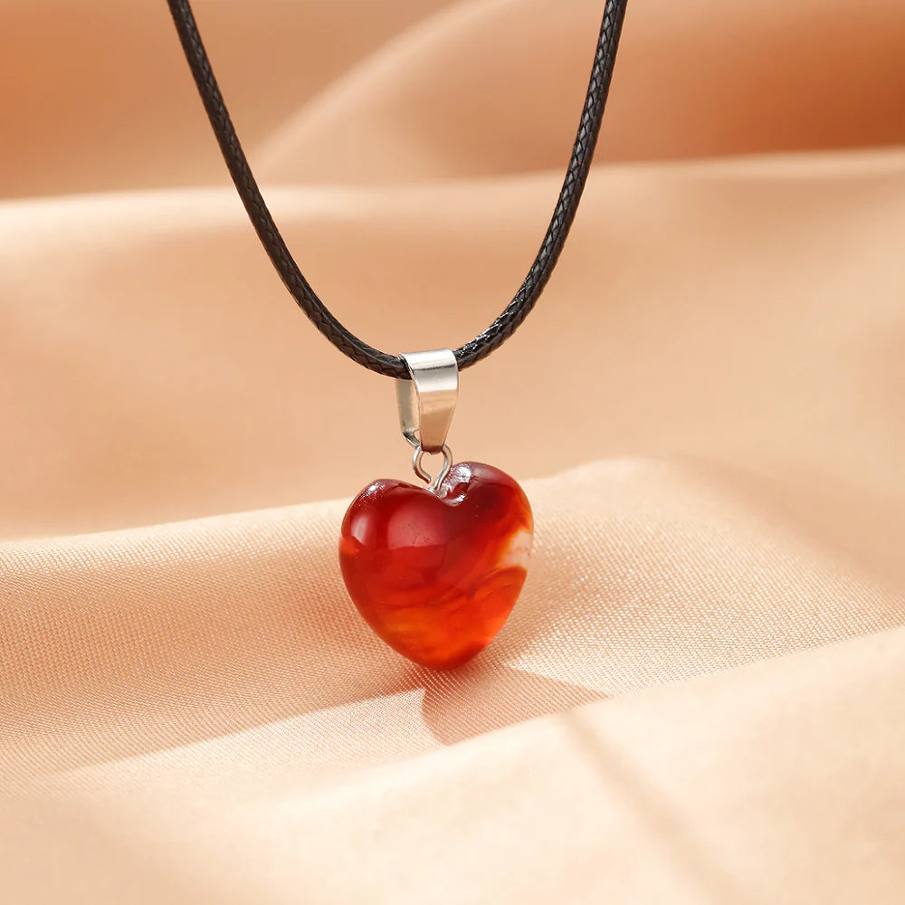 Collier Agate Rouge "Cœur Confiant"