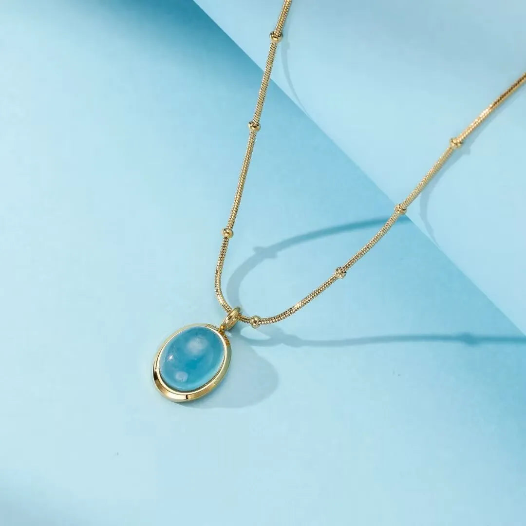 Halskette Aquamarin "Himmlische Klarheit" Vergoldet